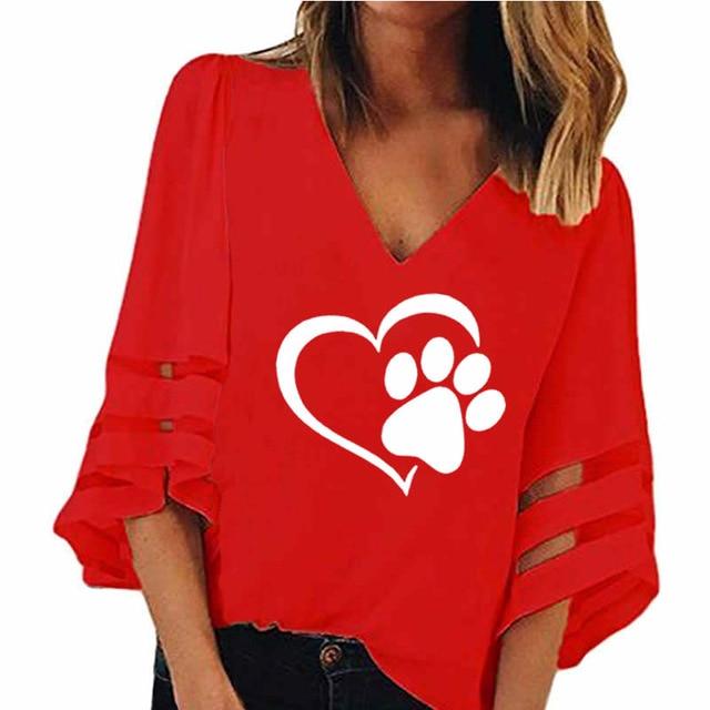 Dog Paw Print Shirt For Women - Ohmyglad