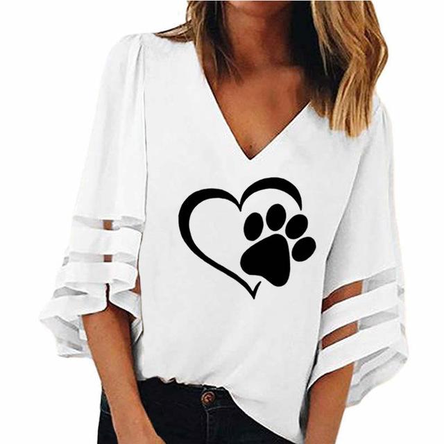 Dog Paw Print Shirt For Women - Ohmyglad