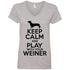 Keep Calm And Play With Your Weiner V-Neck T-Shirt For Women