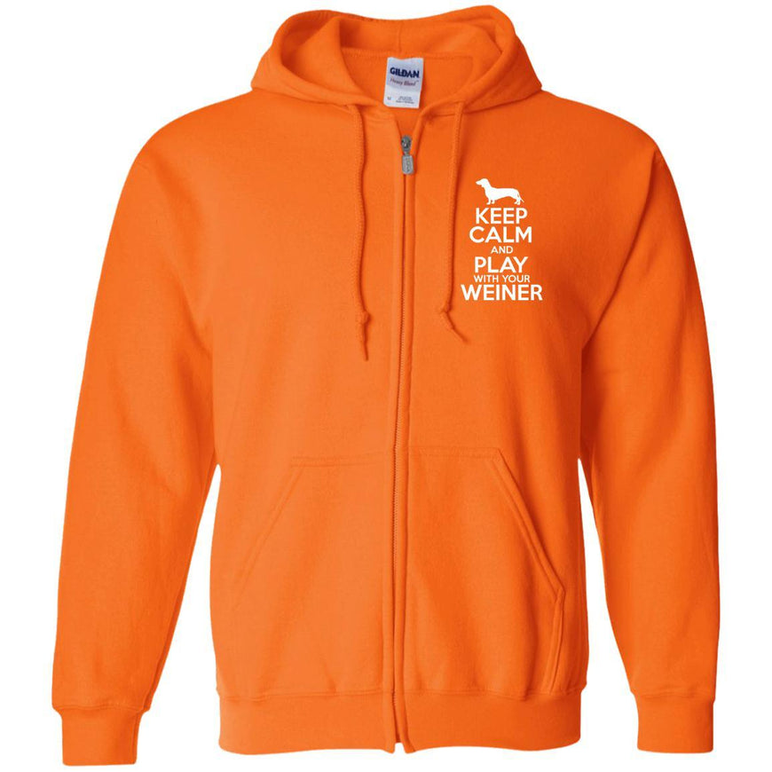 Keep Calm And Play With Your Weiner Zip Hoodie For Men - Ohmyglad